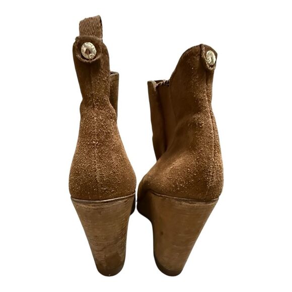 Michael Kors Thea Caramel Camel Tan Wedge Suede Bootie Boots Size 8 - Picture 8 of 11